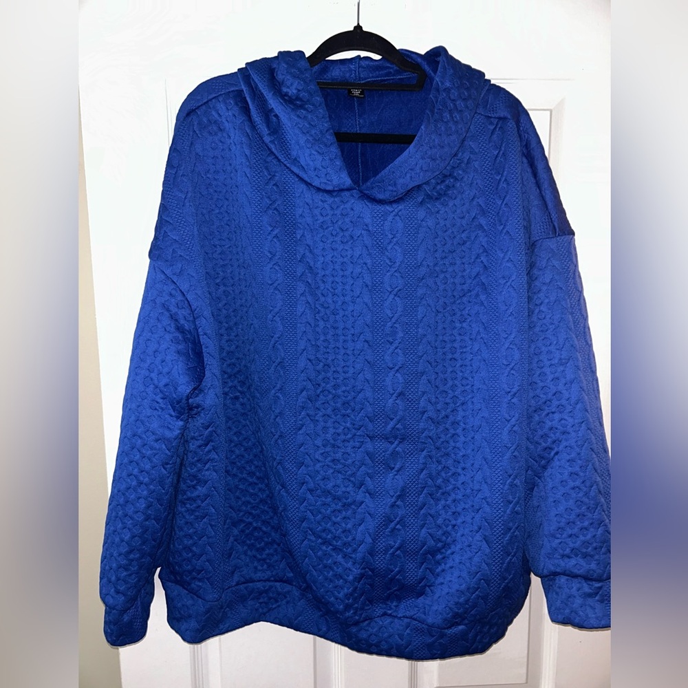 Blue Textured Hoodie
